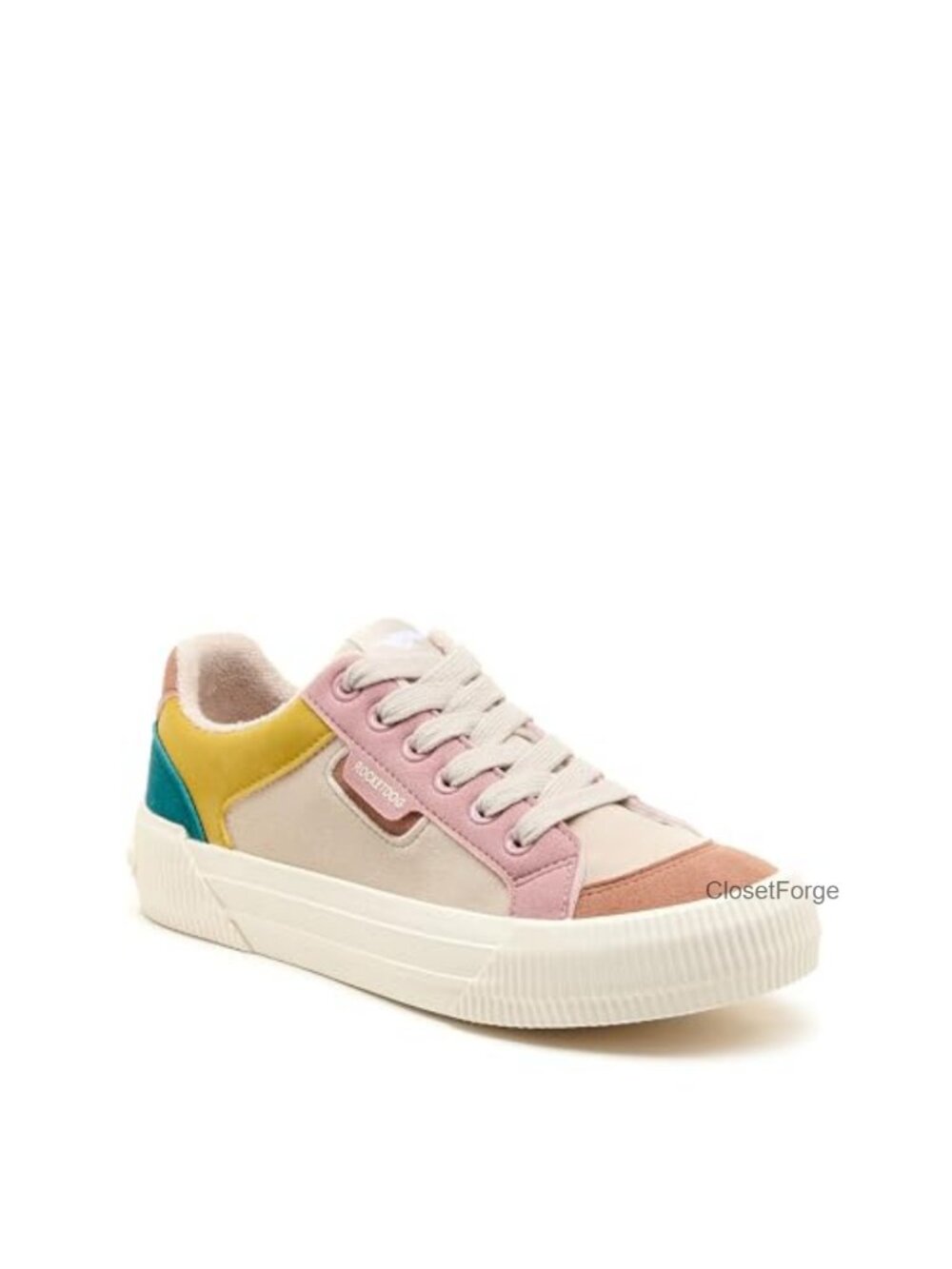 Rocket Dog Cheery Patchwork Canvas Sneaker White Platform Lace-Up